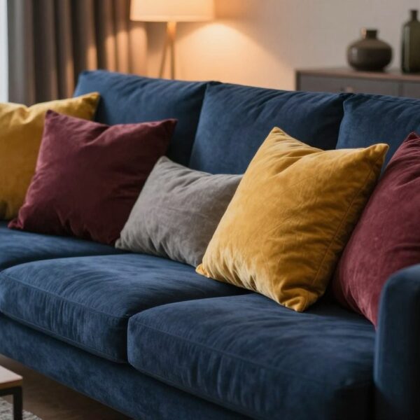Jakie poduszki do granatowej kanapy