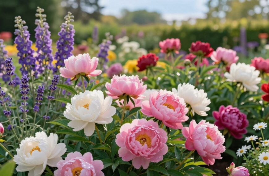 Z czym łączyć piwonie na rabacie